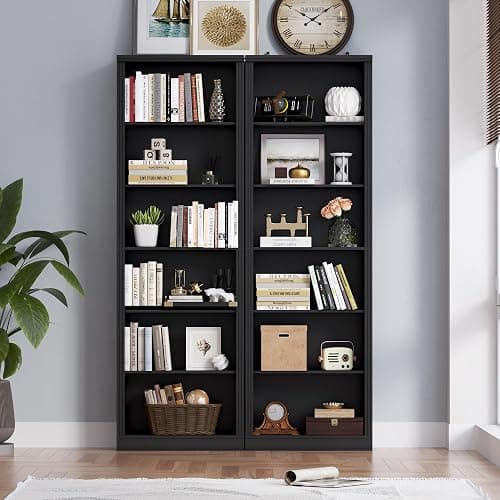 BORNOON 75" Tall Bookshelf, 6-Tier Floor Standing Bookcase with 2 Adjustable Shelves, 24" Wide Open Storage Shelf, Modern Display Organizer for Home Office, Living Room, Bedroom, Study thumbnail 4