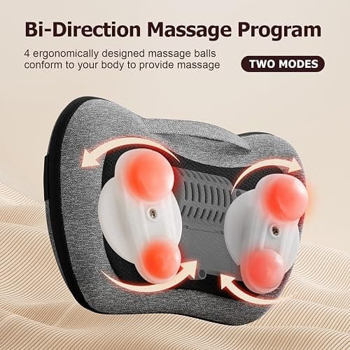 VIKTOR JURGEN Shiatsu Back Massager with Heat – Deep Tissue Massage for Neck, Shoulder, Leg, Upper & Lower Back Pain Relief, Electric Kneading 3D Massage Pillow Gifts for Men Women Dad, Mom, Christmas thumbnail 9