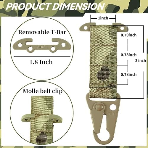 TEHOKARM Tactical Belt Clip T-Mount, MOLLE Bag Clip, Tactical Clash Hook Hanging Carabiner thumbnail 4