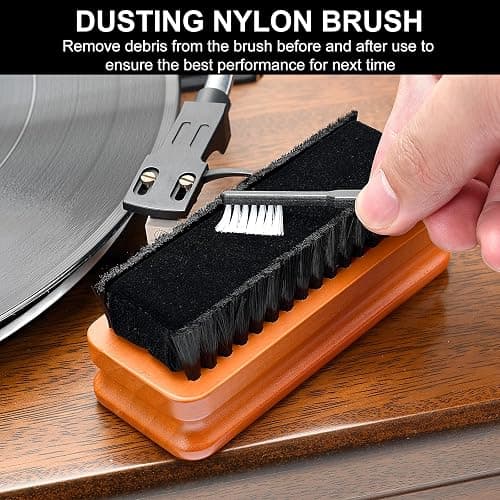 6-in-1 Vinyl Record Cleaning Kit | Vinyl Record Cleaner Kit – Includes 2in1 Velvet Microfiber Brush, Soft Antistatic Nano Fiber Brush, Cleaning Liquid, Duster & Stylus Brush, Storage Box, for Records thumbnail 7