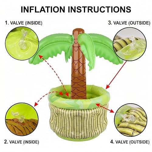 FUTUREPLUSX Inflatable Palm Tree Cooler, 25" Inflatable Drink Holder for Summer Pool Blow Up Palm Tree Cooler for Luau Hawaiian Tropical Party Decorations, Outdoor Beach Party Supplies thumbnail 6