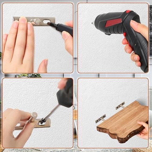 Pinkunn 4 Pcs Floating Shelves for Wall Rustic Wall-Mounted Natural Wooden Shelves Solid Wood with Live Edge Design Bathroom Bedroom Kitchen Storage Living Room Decor Nursery Shelf(4 Pcs,Small) thumbnail 5