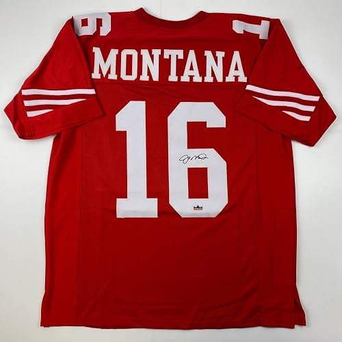 Facsimile Autographed Joe Montana San Francisco Red Reprint Laser Auto Football Jersey Size Men's XL thumbnail 2
