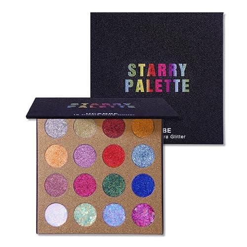 UCANBE Pro Glitter Eyeshadow Palette - Professional 16 Colors - Chunky & Fine Pressed Glitter Eye Shadow Powder Makeup Pallet Highly Pigmented Ultra Shimmer for Face Body thumbnail 8