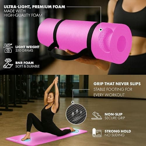 KAYMAN Yoga Mat – Multi-Purpose Extra Thick Foam Exercise Mats – Ideal Floor Mat for Pilates, Stretching, Resistance Workout & Therapy – Home & Gym Equipment Accessory for Men Women Kids –183 x 60cm thumbnail 4