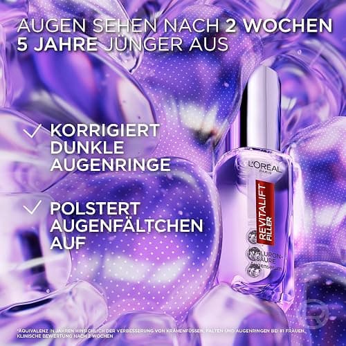 L'Oréal Paris Augenserum für Frauen: sorgt für eine aufgepolsterte Augenpartie und weniger dunkle Augenringemit 2,5% [Hyaluronsäure+Koffein], Revitalift Filler, 1x 20ml thumbnail 2