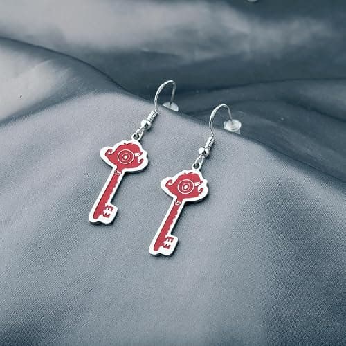 LQRI Anime Character Gifts Demon Cartoon Characters Inspired Heart-Shaped Wings Key Earrings Anime Series Merchandise thumbnail 4