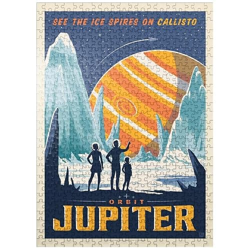 MyPuzzle Jupiter: Ice Spires of Callisto, Vintage Poster - Premium 500 Piece Jigsaw Puzzle for Adults - Image 1