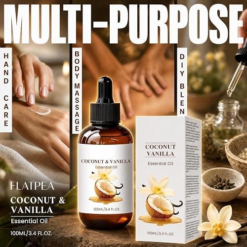 CLY AMS Coconut & Vanilla Essential Oil, Multi-Purpose Massage & Body Oil, Deep Moisturizing for Skin & Relaxing,Non-greasy Glow Moisturizer for Dry Skin 3.4oz/100ml thumbnail 4