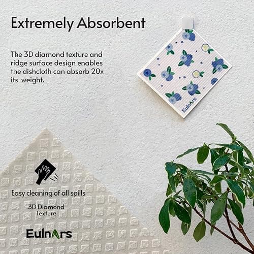 Eulnars Swedish Dishcloths for Kitchen, 8 Pack Reusable Paper Towels with Clips, Non-Scratch Swedish Dish Towels, Super Absorbent Cellulose Sponge Cloths, Eco Friendly Gifts - Colorful Berries thumbnail 5