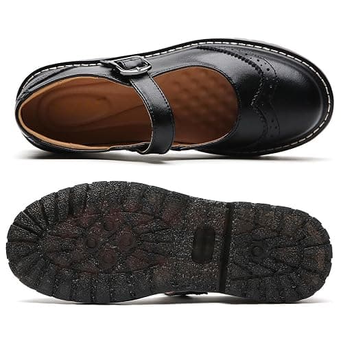 XMM Mary Jane Shoes Women Mary Janes Flats Ladies Oxford Shoes for Women Comfort Leather Round Toe Non-Slip Dressy Casual Cute Girls School Work Shoes thumbnail 4