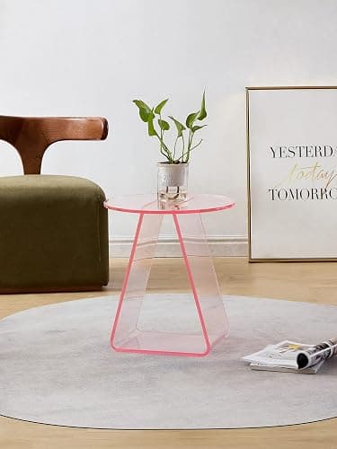 MEETLAKE Acrylic End Table,Pink Side.Nightstand Coffee Table Coffee Table Living Room Bedroom18 inch High, 16x16 inch Table Top. … thumbnail 9