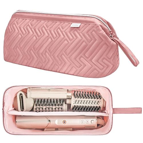 Leudes Hair Tools Travel Bag for Shark Flexstyle Carrying Case Portable Shark Hair Air Wrap Dryer Case Waterproof Dustproof Flat Curling Iron Travel Organizer (Dark Pink) - Image 1