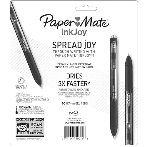 Paper Mate InkJoy Black Gel Pens Medium Point (0.7 mm) Comfort Grip 10 Count Fast Dry Ink Ideal for Smooth Writing thumbnail 8