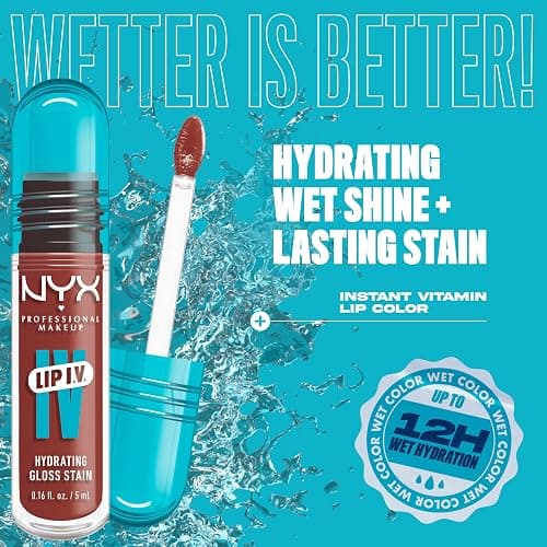 NYX PROFESSIONAL MAKEUP Lip IV Hydrating Glossy Lip Stain, Long-Lasting, Tinted, Vegan Formula with 12 HR Hydration - Drippin' Nude (Nude) thumbnail 3
