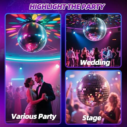 12" Mirror Disco Ball with Hanging Ring, 12 Inch Pink Disco Ball Decor with 20pcs Replacement Mirror for DJ Club, Party, Wedding, Home Decor, Live Stage for Easy Installation, Disco Ball Mirror Ball thumbnail 7