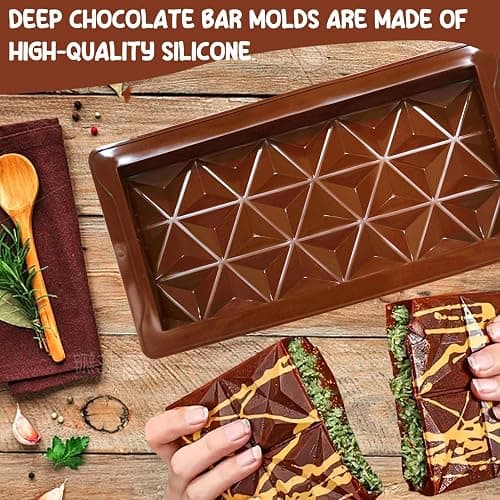 YONEEKSS 2PCS Chocolate Moulds, Silicone Deep Dubai Viral Chocolate Moulds with Spatula for Filling Pistachio Cream Butter, Candy Thick Moulds Reusable DIY Baking Molds thumbnail 4