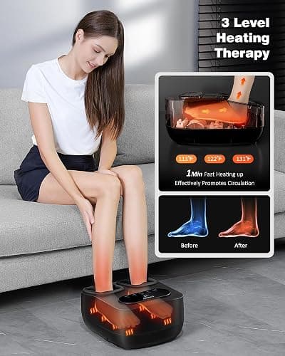 Foot Massager with Heat and Remote, Shiatsu Deep Kneading Feet Massager for Plantar Fasciitis & Neuropathy, Foot Warmer, Gifts for Mom Women Men Dad, Fits Up to Men Size 12 thumbnail 5