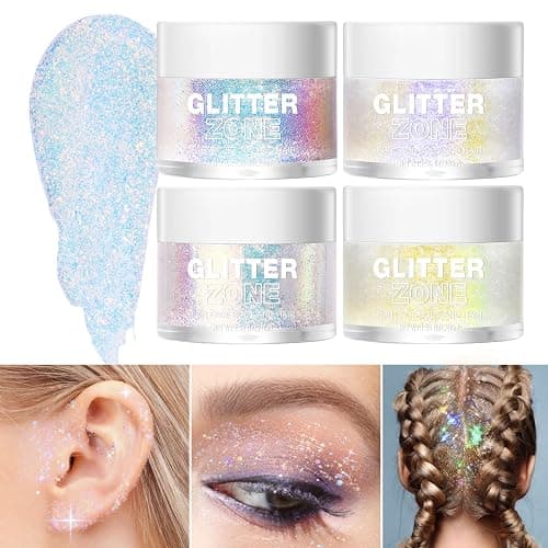LANGMANNI Holographic Body Glitter Gel for Body, Face, Hair and Lip.Color Changing Glitter Gel Under Light. Vegan & Cruelty Free-1.35 oz (2# Sparkling Pink) thumbnail 3