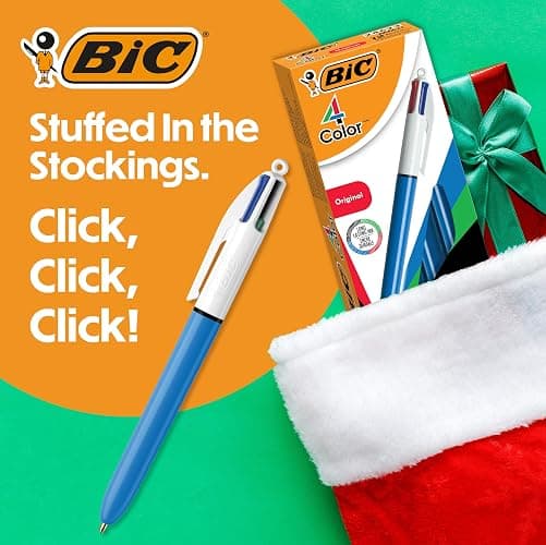 BIC 4-Color Retractable Ballpoint Pens with 1.0 mm Medium Point and Assorted Ink Colors, 12-Count Pack thumbnail 3