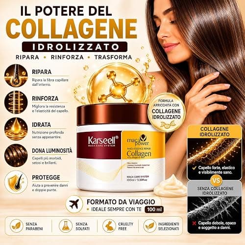 Karseell MACA CARE SYSTEM Maschera Capelli Professionale Collagene Argan Cocco Karité Nutriente Idratante Riparatrice Anticrespo Capelli Secchi Danneggiati Crespi Senza Solfati Formato Viaggio 100ml thumbnail 4