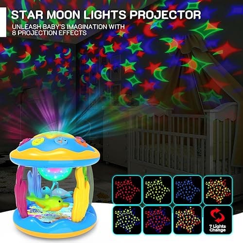 Baby Toys 6 to 12 Months - Musical Projector Rotating Light Up Toys, Tummy Time for Infant 12-18 Months, Learning Toy for Toddler 1 2 3 Years Old, Birthday Gifts for Boys Girls 0-3-6-9-12-18 Month thumbnail 5