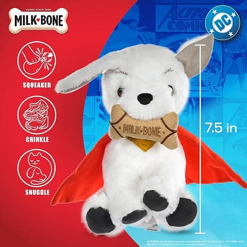 DC Comics Superman Krypto The Superdog Plush Dog Toy – Soft Squeaky Dog Toy with Crinkle Sounds, Cape & Milk-Bone Treat Design, 7.5 Inch thumbnail 5