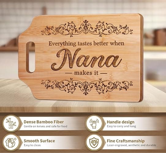 AceThrills Nana Gifts for Nana Birthday Gifts for Christmas, Mothers Day - Engraved Bamboo Cutting Board 12.3"L x 8.7"W x 0.4"Th thumbnail 5