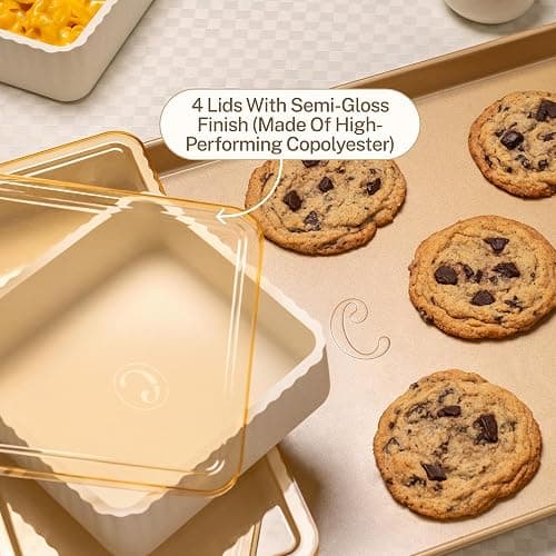 Cravings by Chrissy Teigen 9-Piece Baking Set, Non-Stick Bakeware Set with 2 Large & 2 Small Silicone Trays with 4 Lids & 1 Baking Sheet Tray, Oven-Safe Up To 450°F, CT-BBS9 thumbnail 7