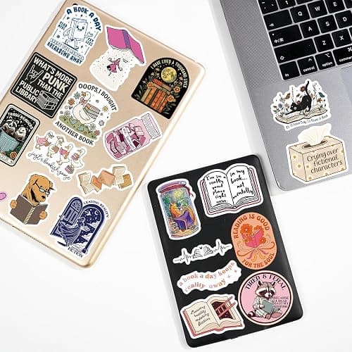 300 PCS Book Stickers for Kindle, Bookish Sticker Pack Reading Waterproof Vinyl Decals for Laptop, Ebook Readers, Water Bottle, Phone, Journal, Scrapbook, No Repeats (Glossy) thumbnail 2