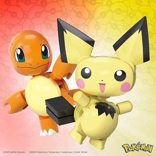 MEGA Pokémon Building Toys Set Pichu & Charmander with 40 Pieces, 2 Poseable Characters and Poké Ball, 2 Inches Tall, for Kids thumbnail 2