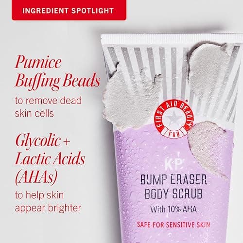 First Aid Beauty KP Bump Eraser Body Scrub with 10% AHA, Keratosis Pilaris Skin Exfoliator with Glycolic and Lactic acids, Helps Reduce Chicken Bumps, Safe for Sensitive Skin, 8 oz thumbnail 5