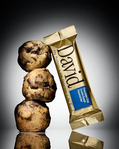 David High Protein Bars - 0g of Sugar, Low Carb, Gluten Free - 28g of Protein, 150 Calories - On-The-Go Snack - Chocolate Chip Cookie Dough Flavor, Pack of 12 thumbnail 7