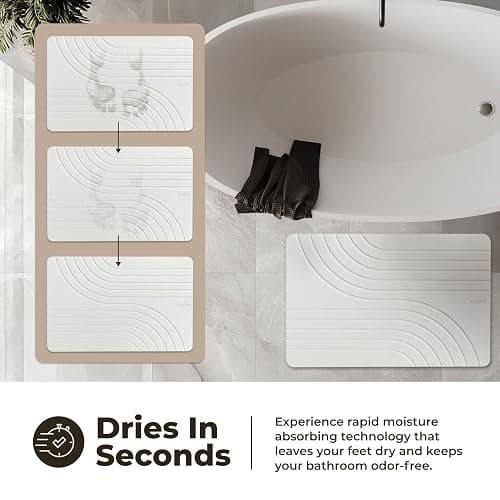 TOSORO - Stone Bath Mat Diatomaceous Earth Shower Mat Non-Slip Super Absorbent Diatomite Stone Bath Mats for Bathroom Floor Quick Drying Natural Easy to Clean (23.5 x 15) - Sandstone thumbnail 4