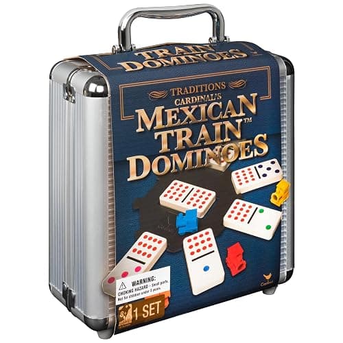 Spin Master Games Mexican Train Dominoes Set in Metal Case Classic Game thumbnail 8
