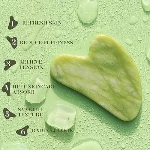 BAIMEI IcyMe Gua Sha & Jade Roller Set, Cooling Face Roller & Guasha Tool for Face Depuffing, Facial Sculpting & Jawline Definition, Smooth Rolling Skincare Tools Gifts for Women & Men – Green thumbnail 4