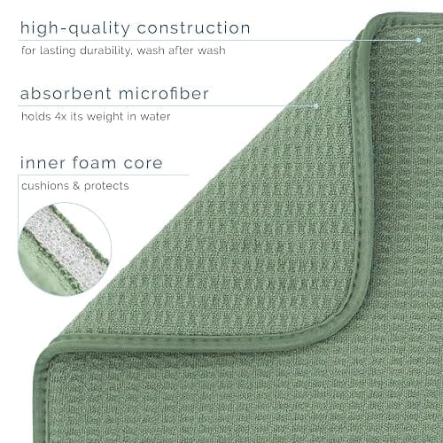 S&T INC. Dish Drying Mat, 16” x 18”, Absorbent Microfiber Kitchen Counter Mat, Dish Drying Pad for Dishes, Utensils, Pots and Pans, Large, Sage Green thumbnail 4