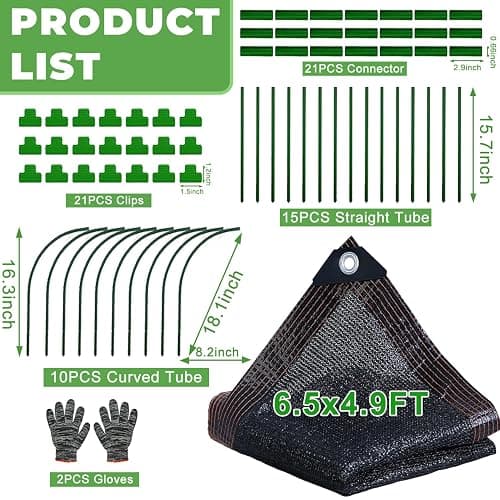2026 Upgraded Garden Shade Cloth Kit 78.7"x59" Garden Shade Cloth for Plants Heat Protection with 5 Sets Garden Hoops for Raised Beds 75% Sunblock Shade Cloth Row Cover for Outdoor Plant Vegetables thumbnail 3
