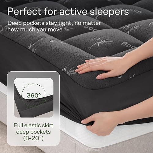 Niagara Sleep Solution Ultra Soft Twin XL Size Mattress Topper - Rayon Derived from Bamboo Pillow Top Mattress Pad for Back Pain Relief - Naturally Cooling for Hot Sleepers, Dark Gray thumbnail 5