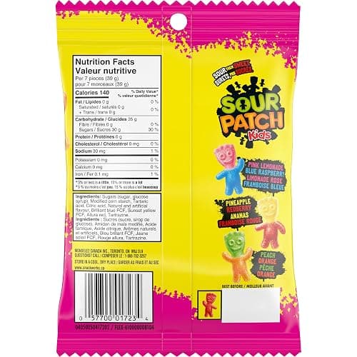 Sour Patch Kids Big Heads Candy, Gummy Candy, Sour then Sweet, 154 g, Prepared in Canada thumbnail 2