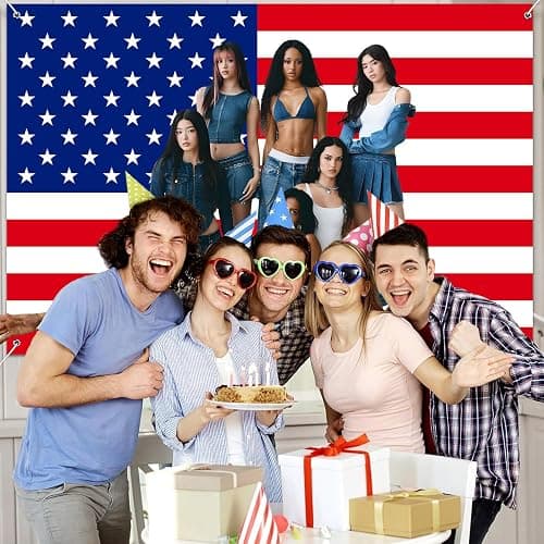 Singer Birthday Party Decorations Backdrop Poster Banner 5x3 Ft Red and Blue Singer Flag Themed Birthday Banner Photo Background for Bedroom Home Office Party Supplies thumbnail 2