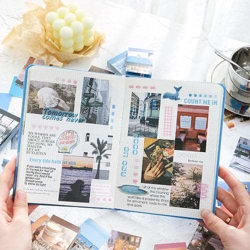 6 Sets 300 Pcs Washi Stickers Book for Journaling, Daily Scenery Life Stuff Travel Sricker Vintage Aesthetic Fashion Scrapbook Stickers Set for Bullet Journal Art Diary Craft Gifts Planner Notebook - Fashion Art Style thumbnail 7