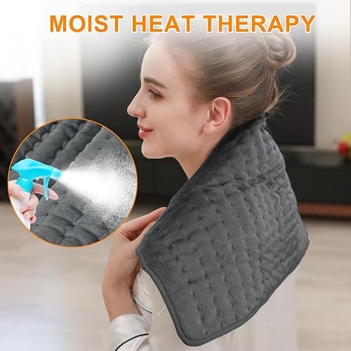 Deepsoon Heating Pad,Electric Heating Pads for Back,Neck,Abdomen,Moist Heating Pad for Shoulder,Knee,Arms,Legs,Dry/Moist Heat & Auto Shut Off,Birthday Gifts for Men and Women,Dark Gray,24x12 Inch thumbnail 4