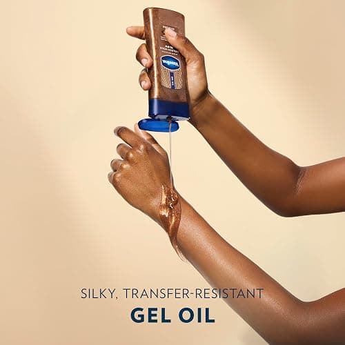 Vaseline Glazed and Glisten Golden Hour Body Gel Oil Glow Vanilla Cocoa Shimmering with Ultra-Hydrating Lipids and 100% Pure Cocoa Butter, 6.8 Oz thumbnail 7