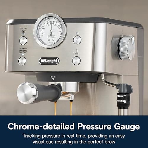 De’Longhi Classic Espresso Machine with Milk Frother, 15-Bar Pump & Temperature Control - Barista Coffee Maker Kit for Espresso, Latte, Cappuccino & Iced Coffee - Italian Stainless Steel Design thumbnail 6