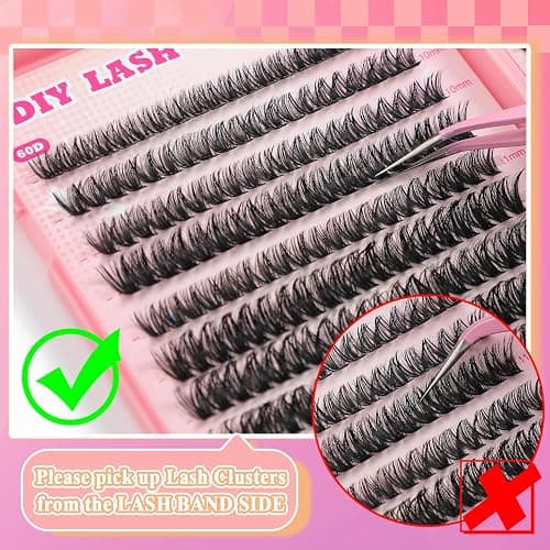 Lash Clusters Kit, 560 Pcs Eyelashes Clusters Kit 9-16mm Individual Lash Extension Kit D Curl Fluffy Wispy False Eyelashes (50D+60D New, Lash Clusters Kit) thumbnail 4