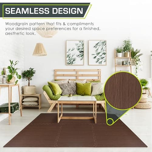 ProsourceFit Wood Grain Puzzle Mat 1/2-in, 6 EVA Foam Interlocking Floor Tiles (24SQ FT) for Secure Indoor Room Workout Flooring and Playmat thumbnail 4
