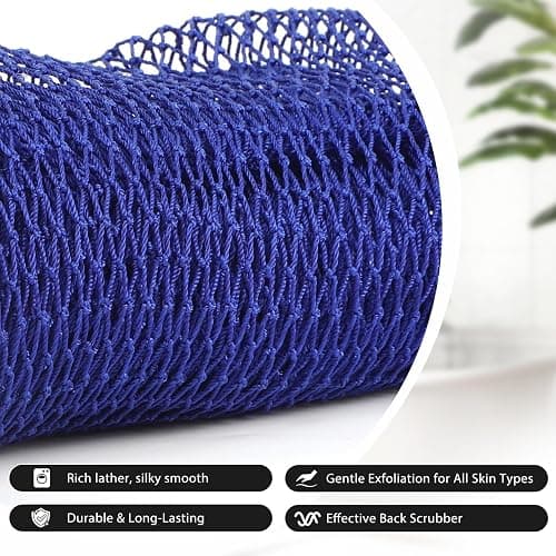 SubSahara African Net Sponge Authentic - 2 Pieces Exfoliating Scrubber for All Skin Types, Ideal for Face & Body Daily Use, Durable, Gentle Exfoliation (Blue & Purple) thumbnail 4