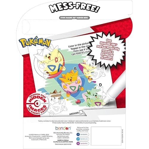 Pokemon 20 Page Imagine Ink Coloring Book Pad, Mess Free Marker Bendon 54126 thumbnail 3