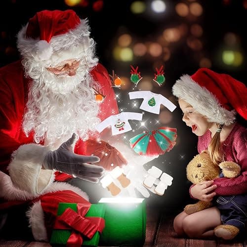 Kajaia 8 Pcs Christmas 18 Inch Doll Clothes and Accessories Dress Skirt Shoes Outfit with Santa Claus Deer Hairpin Outfit Christmas Themed Accessories for 18 Inch Doll thumbnail 7